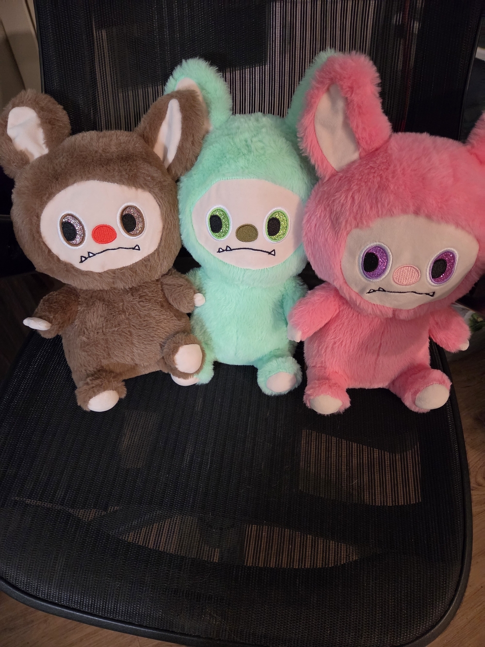 Hobby Lobby Plush Bunny Monster Trio - Pink, Mint, Brown
